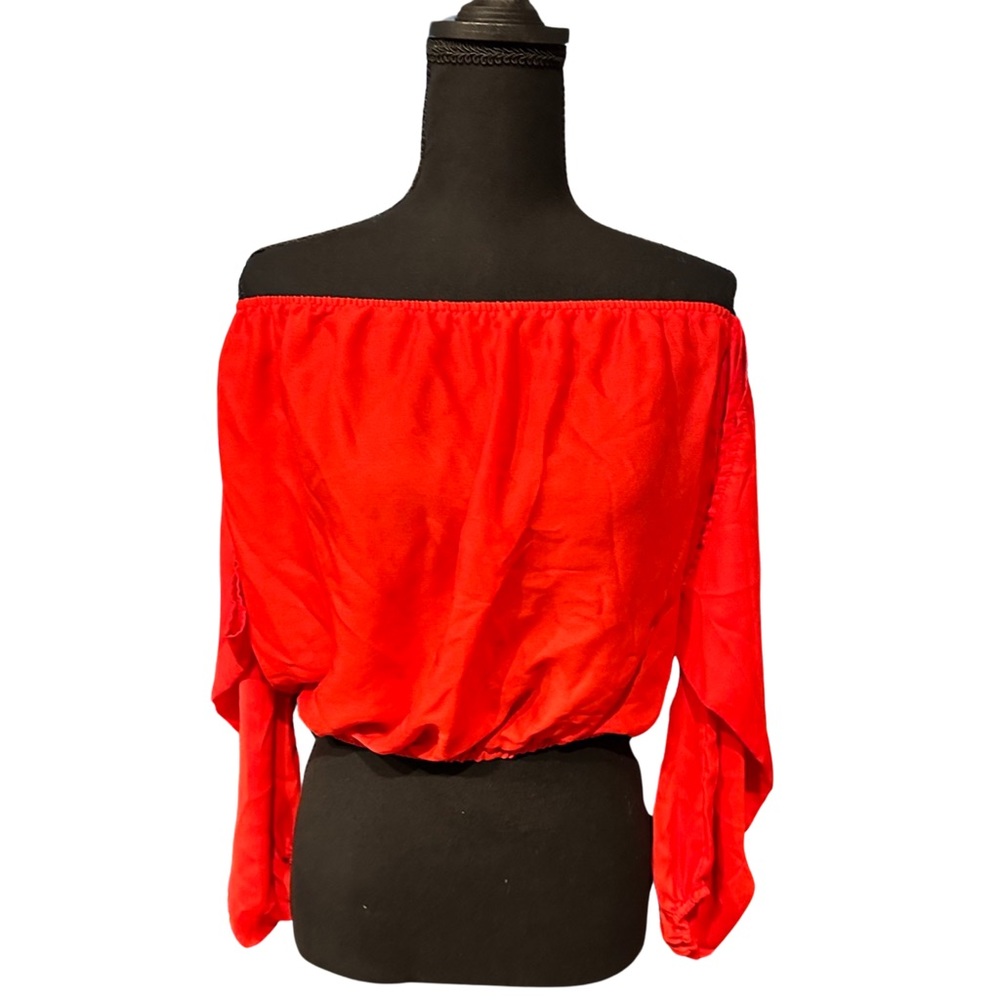 Red off the shoulder long sleeve
